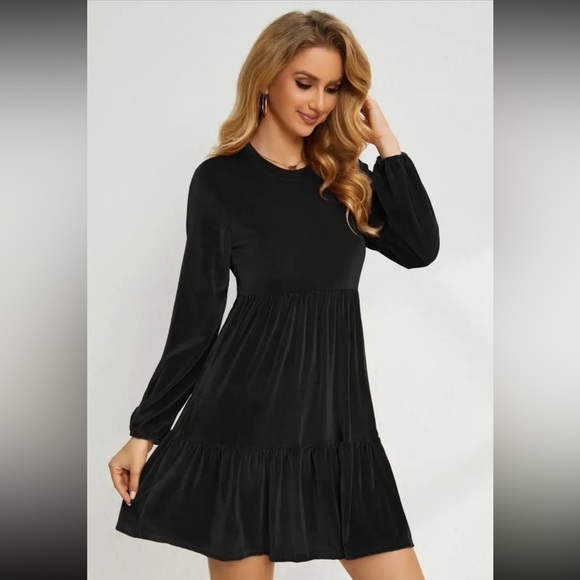 Fit and Flare Crew Neck Long Sleeve Dress - Picture 3 of 5